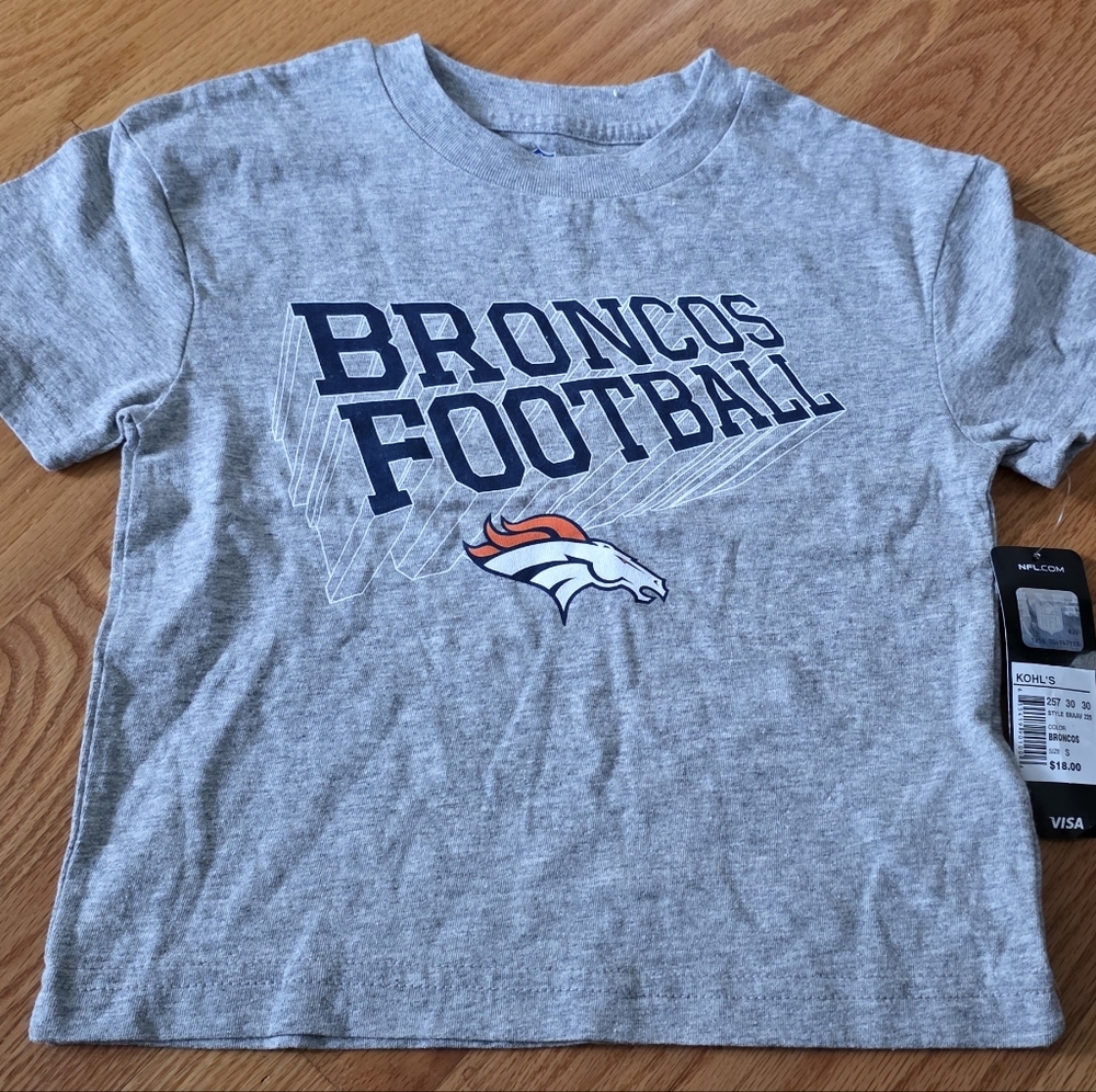 Denver Broncos NFL Grey Tee Size Kuds Small-4 NWT